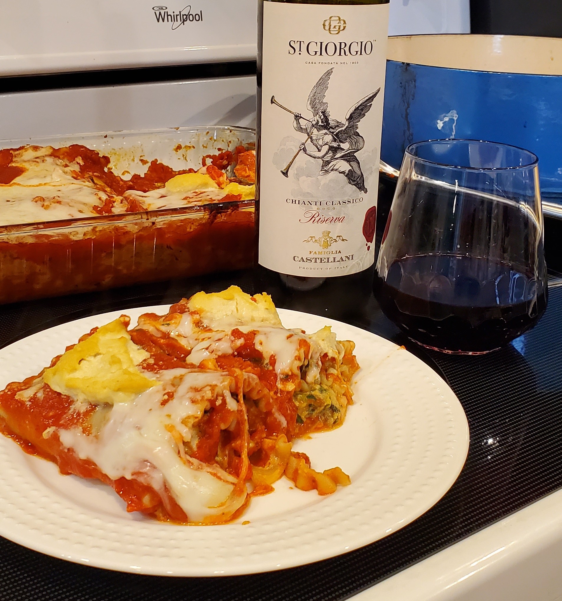 Healthy Lasagna Rolls with a lovely Chianti